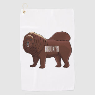 Tibetan Mastiff dog cartoon illustration  Golf Towel