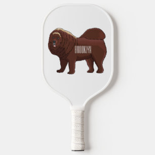 Tibetan Mastiff dog cartoon illustration Pickleball Paddle