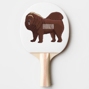 Tibetan Mastiff dog cartoon illustration Ping Pong Paddle