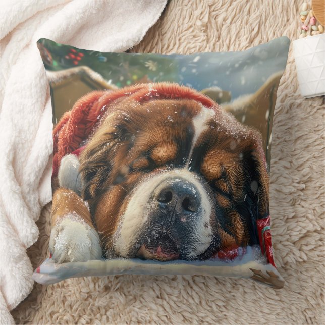 Tibetan Mastiff Dog Christmas Festive  Cushion (Blanket)