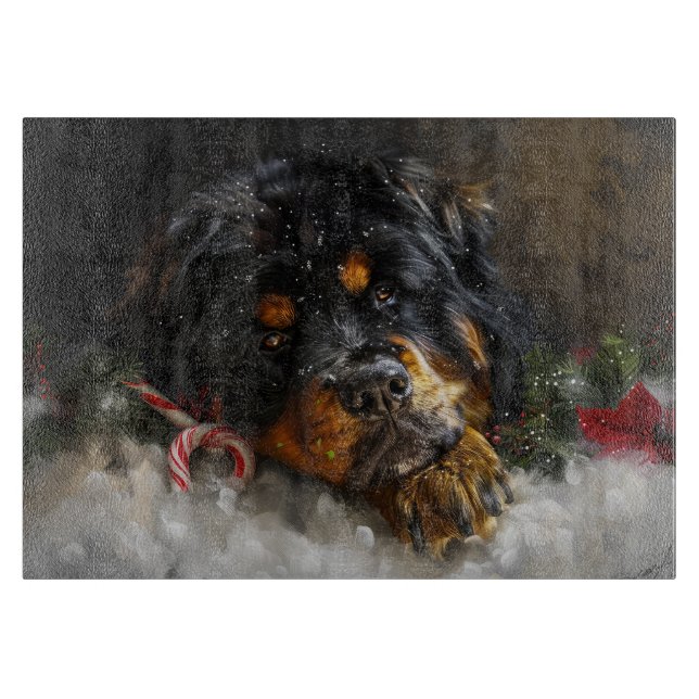 Tibetan Mastiff Dog Christmas Festive  Cutting Board (Front)
