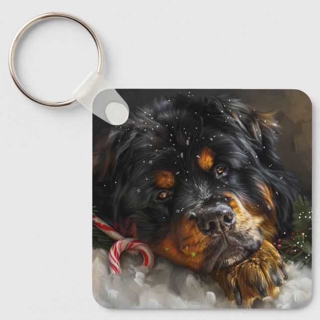 Tibetan Mastiff Dog Christmas Festive  Key Ring (Front)