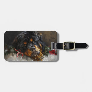 Tibetan Mastiff Dog Christmas Festive  Luggage Tag