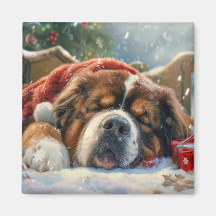 Tibetan Mastiff Dog Christmas Festive Magnet
