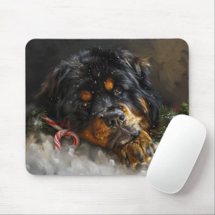 Tibetan Mastiff Dog Christmas Festive Mouse Pad