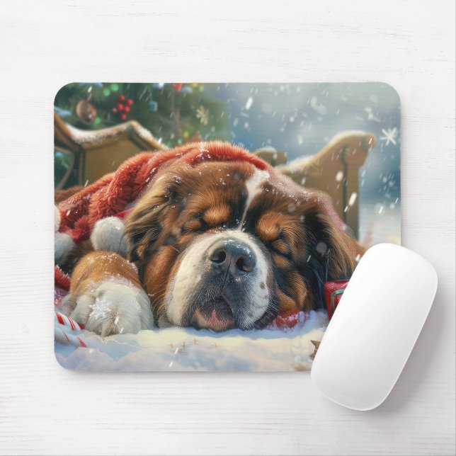 Tibetan Mastiff Dog Christmas Festive  Mouse Pad (With Mouse)