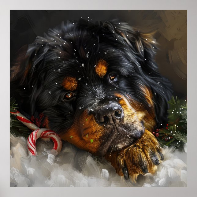 Tibetan Mastiff Dog Christmas Festive  Poster (Front)