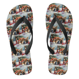 Tibetan Mastiff Dog Christmas Festive  Thongs