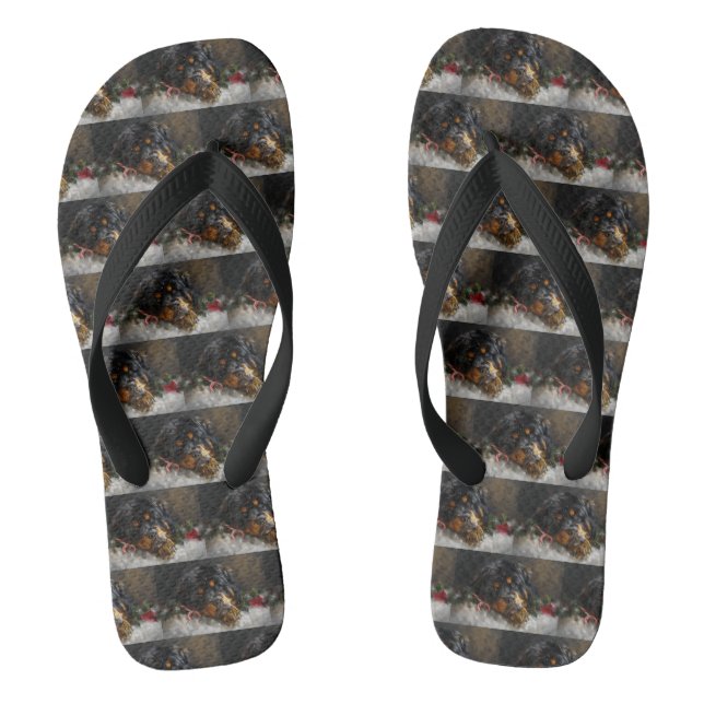 Tibetan Mastiff Dog Christmas Festive  Thongs (Footbed)
