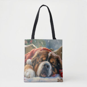 Tibetan Mastiff Dog Christmas Festive Tote Bag