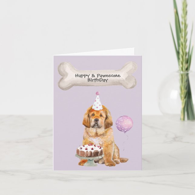Tibetan Mastiff Dog happy awesome birthday party Holiday Card (Front)