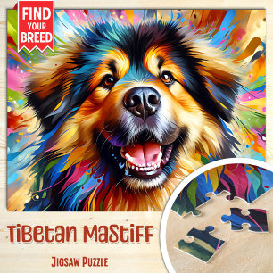 Tibetan Mastiff Dog Portrait Acrylic Art Print Dog Jigsaw Puzzle