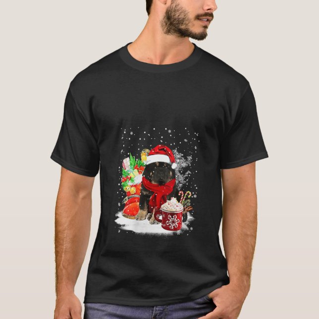 Tibetan Mastiff Dog Santa Hat Christmas Winter Cup T-Shirt (Front)