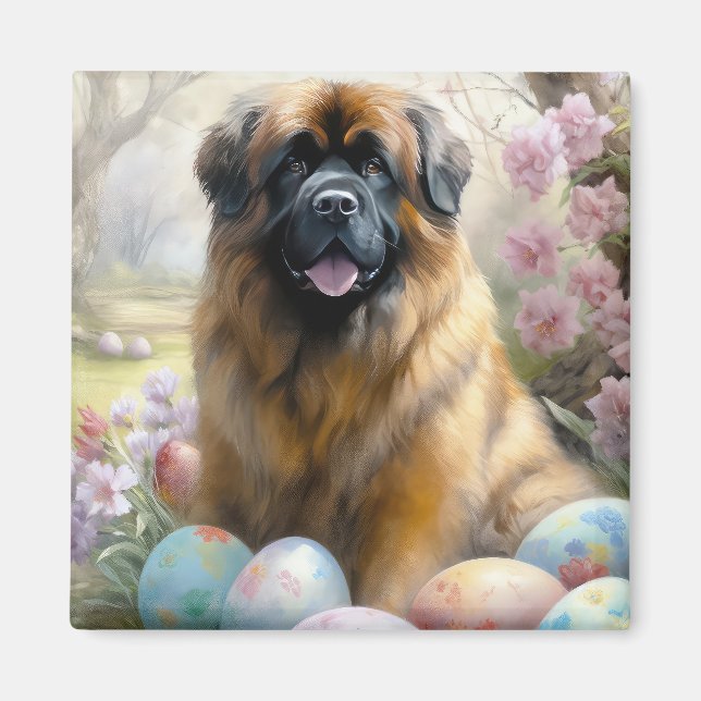 Tibetan Mastiff Dog with Easter Eggs Holiday  Magnet (Front)