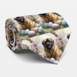 Tibetan Mastiff Dog with Easter Eggs Holiday Tie