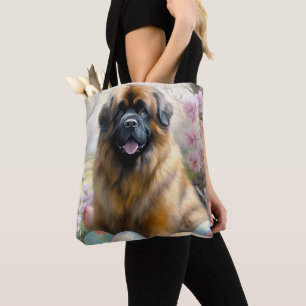 Tibetan Mastiff Dog with Easter Eggs Holiday Tote Bag