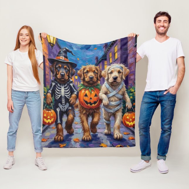 Tibetan Mastiff  Dogs In Halloween Costumes Fleece Blanket (In Situ)