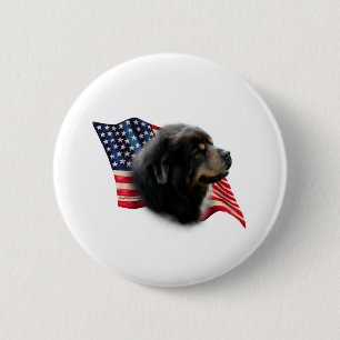 Tibetan Mastiff Flag 6 Cm Round Badge