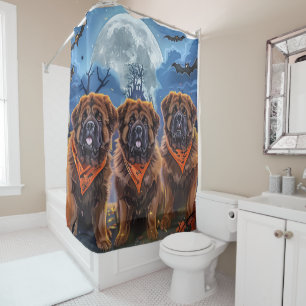 Tibetan Mastiff Halloween Spooky Shower Curtain