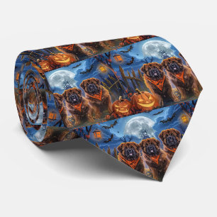 Tibetan Mastiff Halloween Spooky Tie