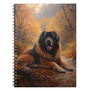 Tibetan Mastiff in Autumn Leaves Fall Inspire Notebook