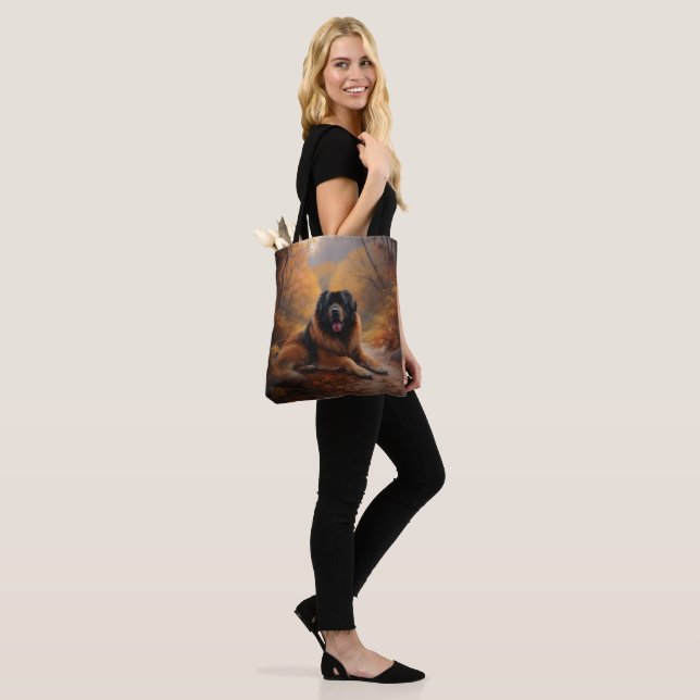 Tibetan Mastiff in Autumn Leaves Fall Inspire Tote Bag (On Model)
