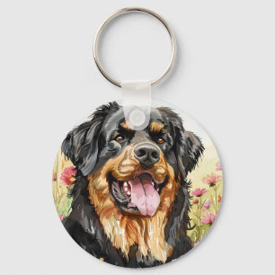 Tibetan Mastiff Keychain Cute Watercolor Art