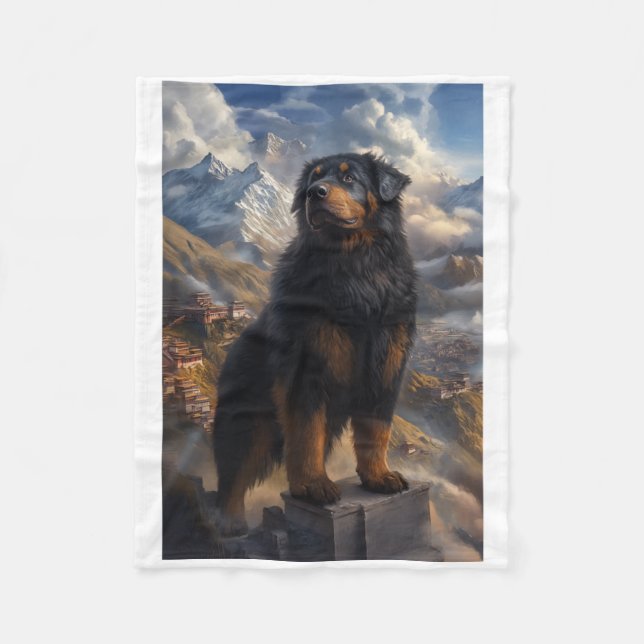 Tibetan Mastiff Mountain View Sticker  Fleece Blanket (Front)
