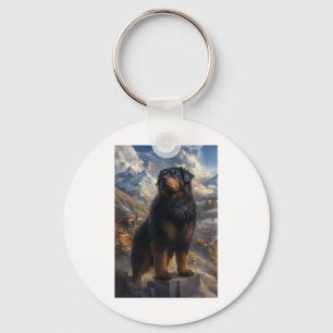 Tibetan Mastiff Mountain View Sticker  Key Ring