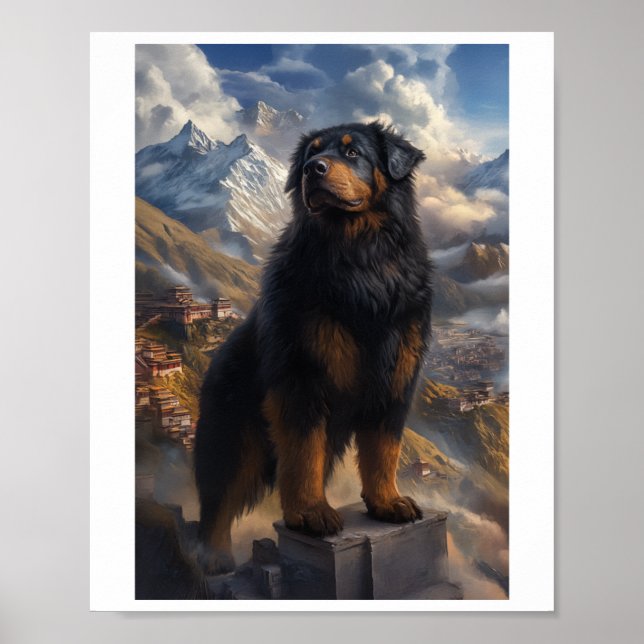 Tibetan Mastiff Mountain View Sticker  Poster (Front)