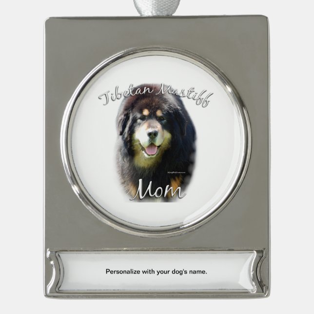Tibetan Mastiff Mum 2 Silver Plated Banner Ornament (Front)