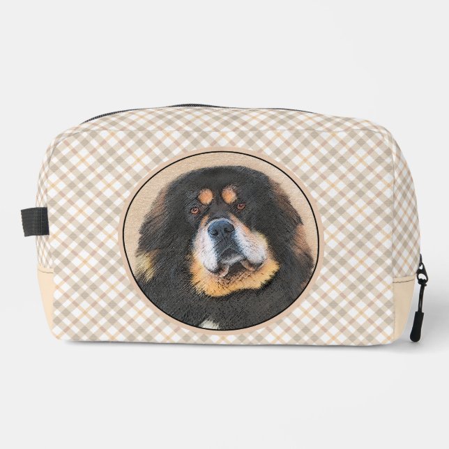 Tibetan Mastiff Painting Black and Tan Pet Dog Art Dopp Kit (Front)