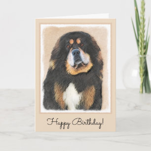 Tibetan Mastiff Painting - Cute Original Dog Art Card