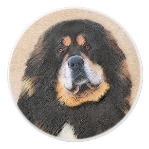 Tibetan Mastiff Painting - Cute Original Dog Art Ceramic Knob