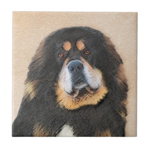 Tibetan Mastiff Painting - Cute Original Dog Art Ceramic Tile