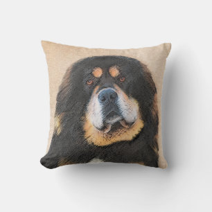 Tibetan Mastiff Painting - Cute Original Dog Art Cushion