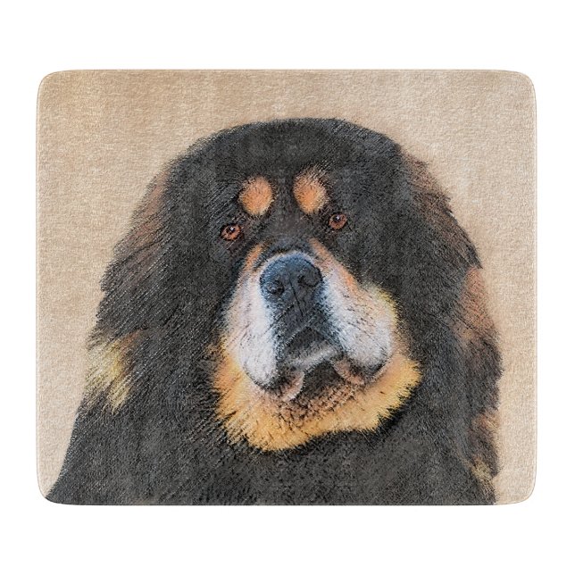 Tibetan Mastiff Painting - Cute Original Dog Art Cutting Board (Front)