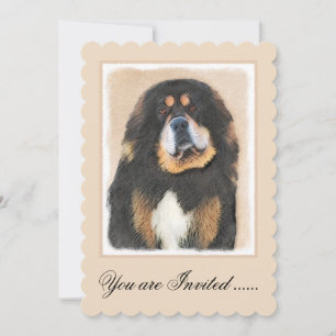 Tibetan Mastiff Painting - Cute Original Dog Art Invitation