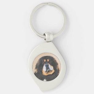 Tibetan Mastiff Painting - Cute Original Dog Art Key Ring