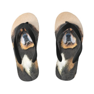 Tibetan Mastiff Painting - Cute Original Dog Art Kid's Thongs