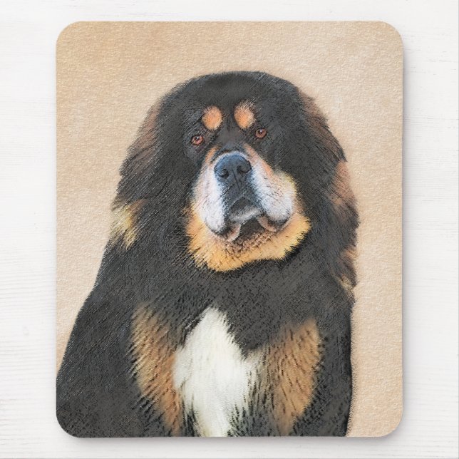 Tibetan Mastiff Painting - Cute Original Dog Art Mouse Pad (Front)