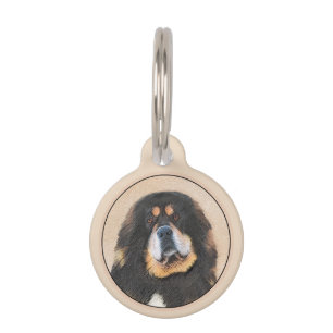 Tibetan Mastiff Painting - Cute Original Dog Art Pet Tag