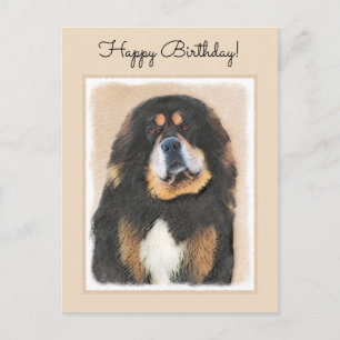 Tibetan Mastiff Painting - Cute Original Dog Art Postcard
