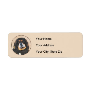 Tibetan Mastiff Painting - Cute Original Dog Art Return Address Label