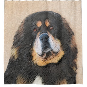 Tibetan Mastiff Painting - Cute Original Dog Art Shower Curtain