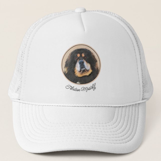 Tibetan Mastiff Painting - Cute Original Dog Art Trucker Hat (Front)