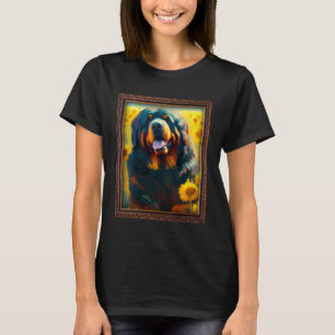 Tibetan Mastiff Painting Sunflower Flower Mum Wome T-Shirt