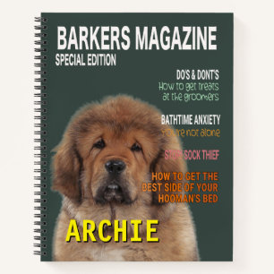 Tibetan Mastiff Parody Magazine Cover  Notebook