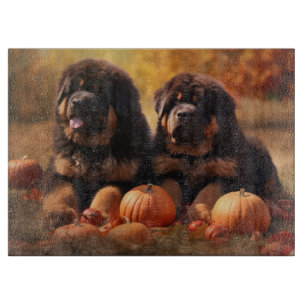 Tibetan Mastiff Puppy Autumn Delight Pumpkin Cutting Board