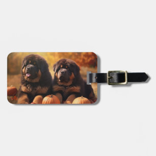 Tibetan Mastiff Puppy Autumn Delight Pumpkin Luggage Tag
